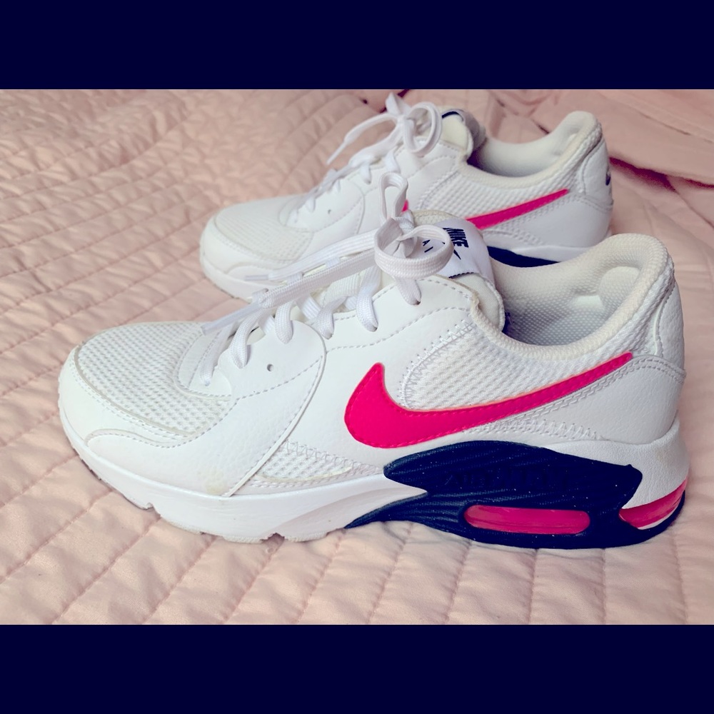 Nike Air Max dark blue and bright pink on crisp white